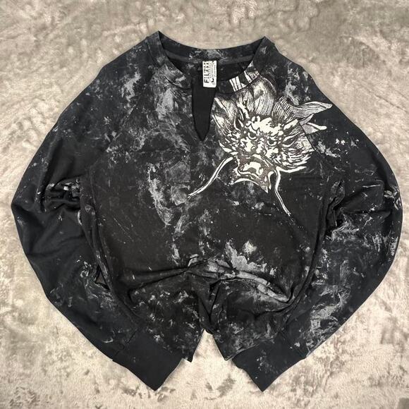 Vintage Filthy Gorgeous Black Dragon Paint Splattered Long-sleeve Shirt Size L - Picture 1 of 7